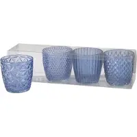Boltze Dia7,5cm Boltze Home Windlicht Marilu Glas Blauw H7,5cm Box A 4 blauw Boltze