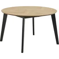 Ebuy24 Georg eetkamertafel Ø120/198 cm met 2 extra plaat, visgraat, eik decor.