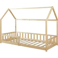 En.casa Kinderbed Hesel huisbed met uitvalbeveiliging 90x200 cm houtkleurig []