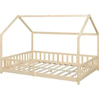 En.casa Kinderbed Hesel huisbed met uitvalbeveiliging 140x200 cm houtkleurig []