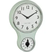 TFA-Dostmann 60.3073.20 Wandklok Kwarts, Mechanisch 19.6 cm x 5.8 cm x 30 cm Mint, Groen
