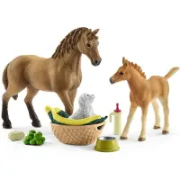 Schleich HORSE CLUB Speelfigurenset - Sarah Zorgt voor de Jonge Dieren - Kinderspeelgoed voor Jongens en Meisjes - 5 tot 12 jaar - 9 Onderdelen - 42432