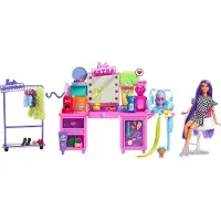 Barbie EXTRA - Vanity speelset met pop