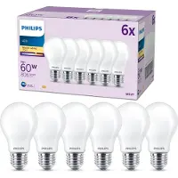 Philips LED lamp E27 | Peer A60 | Mat | 2700K | 7W (60W) | 6 stuks