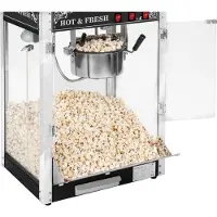 Royal Catering Popcornmachine met onderstel - Retro-ontwerp - Zwart