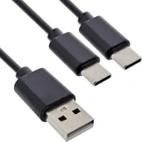 InLine USB-A naar 2x USB-C oplaadkabel | max. 25W | zwart | 2 meter