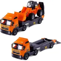 Polesie Volvo speelgoedvrachtwagen met aanhanger en bulldozer, blauw