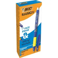 BIC Illusion Uitwisbare Navulbare - Blauw - Doos van 12 - Medium Punt Balpennen 0,7 mm