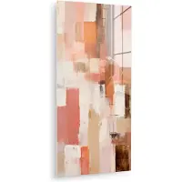MuchoWow Glasschilderij 80x160 cm - Schilderij acrylglas - Kunst - Roze - Abstract - Foto op glas - Muurdecoratie woonkamer - Wanddecoratie slaapkamer - Schilderijen