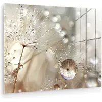 MuchoWow Glasschilderij 160x120 cm - Schilderij acrylglas - Natuur - Bloemen - Druppels - Regen - Foto op glas - Muurdecoratie woonkamer - Wanddecoratie slaapkamer - Schilderijen