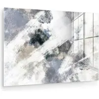 MuchoWow Glasschilderij 180x120 cm - Schilderij acrylglas - Kunst - Patroon - Grijs - Wit - Foto op glas - Muurdecoratie woonkamer - Wanddecoratie slaapkamer - Schilderijen