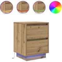 vidaXL Nachtkastjes met LED 2 st 38x34x50 cm artisanaal eikenkleur