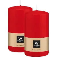 Wiedemann Cilinderkaars/stompkaars - 2x - rood - 12 x 6 cm - 33 branduren - zuilkaarsen