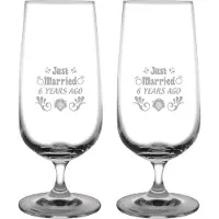 Fusion Gegraveerde set Bierglazen op voet 41cl Just Married 6 years ago