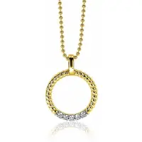 Zinzi zilveren ronde hanger 22mm in geel verguld gedraaid witte zirconia ZIH2128Y (zonder collier)