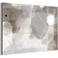 MuchoWow Aluminium schilderij 30x20 cm - Wanddecoratie metaal - Verf - Grijs - Line art -Abstract - Metalen muurdecoratie woonkamer - Decoratie industrieel - Foto op dibond - Industriële accessoires slaapkamer