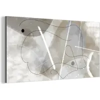MuchoWow Aluminium schilderij 40x20 cm - Wanddecoratie metaal - Line art - Grijs - Abstract - Metalen muurdecoratie woonkamer - Decoratie industrieel - Foto op dibond - Industriële accessoires slaapkamer