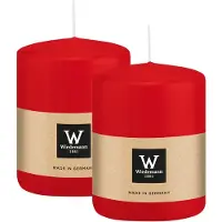 Wiedemann Cilinderkaars/stompkaars - 2x - rood - 6 x 8 cm - 29 branduren - zuilkaarsen