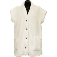 Unique living MAE - Bodywarmer - Dove White - 78x87 cm - Teddy - Heerlijk warm - Zonder mouwen - Cadeautip