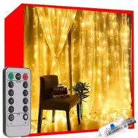 Iso Trade Lichtgordijn 300 LED USB - Warm Wit Licht voor een Gezellige Sfeer