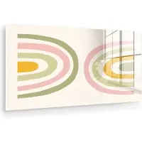 MuchoWow Glasschilderij 40x20 cm - Schilderij acrylglas - Regenboog - Pastel - Groen - Roze - Modern - Foto op glas - Muurdecoratie woonkamer - Wanddecoratie slaapkamer - Schilderijen