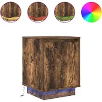 vidaXL Nachtkastje met LED-verlichting 38x34x50cm gerookt eikenkleurig