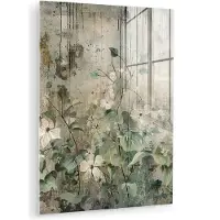 MuchoWow Glasschilderij 120x160 cm - Schilderij acrylglas - Bloemen - Bladeren - Abstract - Modern - Foto op glas - Muurdecoratie woonkamer - Wanddecoratie slaapkamer - Schilderijen