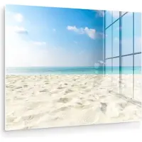 MuchoWow Glasschilderij 80x60 cm - Schilderij acrylglas - Strand - Licht - Zon - Foto op glas - Muurdecoratie woonkamer - Wanddecoratie slaapkamer - Schilderijen