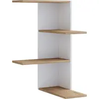 VCM Balos wandkast wandmontage 4 planken wit, eik decor.