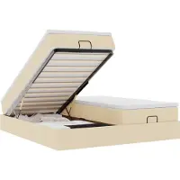 vidaXL Ottoman bed met matrassen 180x200cm stof crèmekleurig