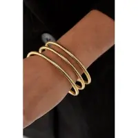 Yehwang Goudkleurige armband Twirl & Twine - Gedraaid design - Roestvrij staal - Waterproof - Sieraden