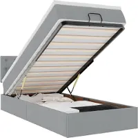 vidaXL Bed met matras 90x200 cm stof lichtgrijs