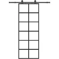 vidaXL Schuifdeur met beslag, zwart, 76x205 cm, veiligheidsglas