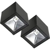 Ks Verlichting - Wandlamp - Cube - solar - zwart - set van 2 - vierkant - solar tuinverlichting - modern - zonneenergie buitenverlichting