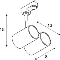 SLV BIMA II lampkop, zwart, 2xGU10, max. 50W, inclusief 3-polige adapter