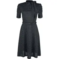 Voodoo Vixen - Rockabilly Midi-jurk - Posie Black Polka Dot Tie-neck Dress - M tot 4XL - voor Vrouwen - zwart - Maat L