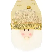 Springos Tafelkleed -Kerst - Kerstman - Goud - 205 x 30 CM