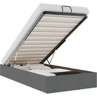 vidaXL Bedframe zonder matras 90x190 cm stof donkergrijs