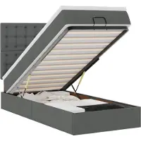 vidaXL Bed poef met matras en LED's 90x200 cm stof donkergrijs