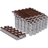 Gorilla Sports Vloer Beschermingsmatten 30 x 30 cm 18 matten incl eindstukken Donker houtlook