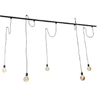 QAZQA Modern railsysteem met 5 hanglampen zwart 1-fase - Iconic Cavalux