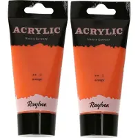Rayher Hobby Materialen Rayher hobby Acrylverf op waterbasis - 2x - oranje - 75 ml - Schilderen/knutselen - Voor kinderen en volwassenen