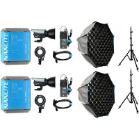 Nanlite FC-120B LED Bi-Color Spot Light Dual Kit (met lightstand en softbox)