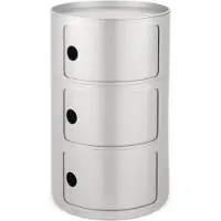 Kartell Componibili Classic Big Round Opbergkast 3 low elements | Silver