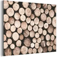 MuchoWow Aluminium schilderij 160x120 cm - Wanddecoratie metaal - Boomstammen - Winter - Natuur - Metalen muurdecoratie woonkamer - Decoratie industrieel - Foto op dibond - Industriële accessoires slaapkamer