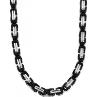 Akzent Koningsketting - Edelstaal - Stalen Ketting - Zilver/Zwart - Ø6.5mm / 80cm.