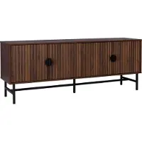 Sweeek TV meubel, gegroefd houtkleurig decor, Bazalt Donker hout