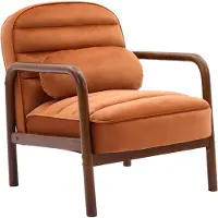 Sweeek Fauteuil met walnootkleurig hout en fluweel Terracotta
