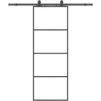 vidaXL Schuifdeur met beslag, zwart, 76x205 cm, veiligheidsglas