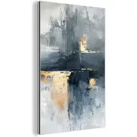 MuchoWow Aluminium schilderij 40x60 cm - Wanddecoratie metaal - Abstract - Verf - Kunst - Goud - Metalen muurdecoratie woonkamer - Decoratie industrieel - Foto op dibond - Industriële accessoires slaapkamer